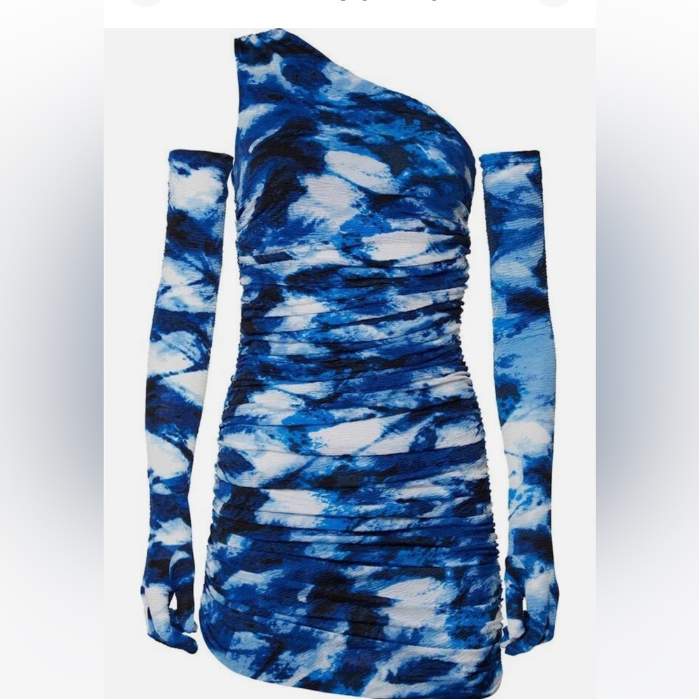 NWT Miscreants Blue Tie Dyed Mini Dress Gloved dress Sz 10